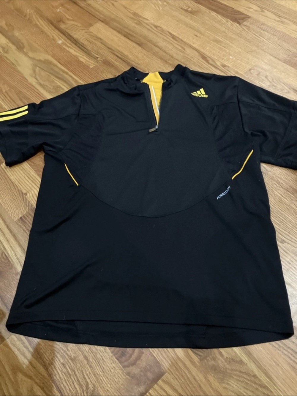 Adidas Men's Clima365 Quarter Zip Formation Pullover Black/Gold Sz L EUC